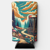 Retro Disc Golf Psychedelische Kunst Seltzer Blikjeskoeler (Voorkant)
