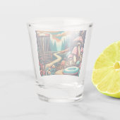 Retro Disc Golf Psychedelische Kunst Shot Glas (Achterkant)