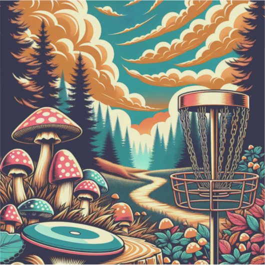 Retro Disc Golf Psychedelische Kunst Sticker (Voorkant)