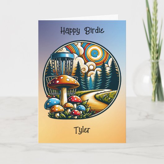 Retro Disc Golf Psychedelische Verjaardag Kaart (Voorkant)