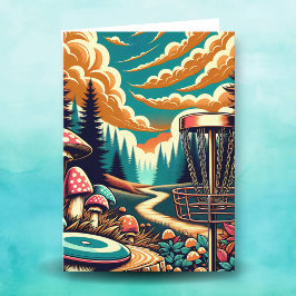 Retro Disc Golf Psychedelische Verjaardag Kaart