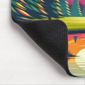 Retro Disc Golf Zonsondergang en Bomen Muismat (Hoek)