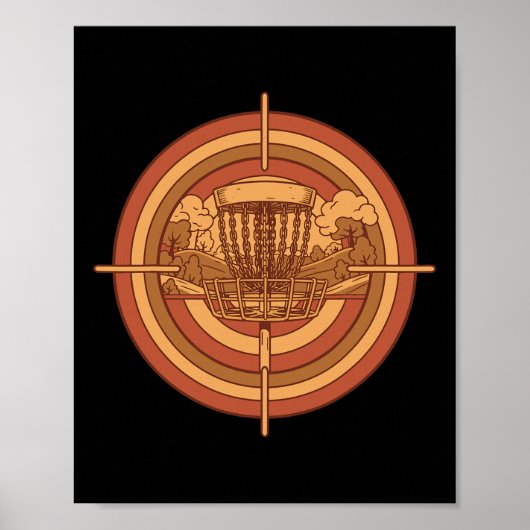Retro Discgolf Basket Doel Vliegende Disc Golfen Poster (Voorkant)
