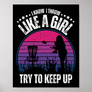 Retro Discgolf Design Voor Vrouwen Meisjes Discgol Poster