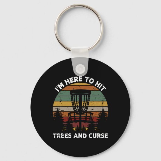 Retro discgolf ontwerp voor mannen vrouwen kindere sleutelhanger (Voorkant)