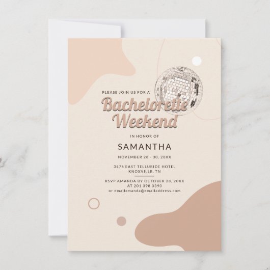 Retro Disco 70s Bachelorette Weekend Itinerary Kaart (Voorkant)