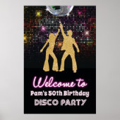 Retro Disco 70s Feest Welkom Bord Poster (Voorkant)