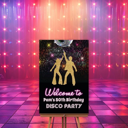 Retro Disco 70s Feest Welkom Bord Poster