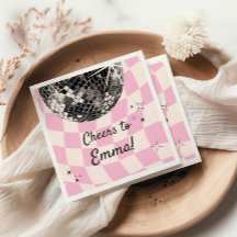 Retro Disco Aangepaste servetten – Roze geruite ba