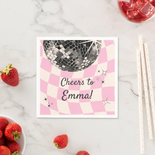 Retro Disco Aangepaste servetten – Roze geruite ba (Insitu)