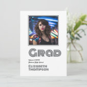 Retro Disco Afstudeerfoto Aankondiging (Staand voorkant)