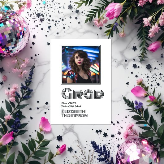 Retro Disco Afstuderen Foto Aankondiging