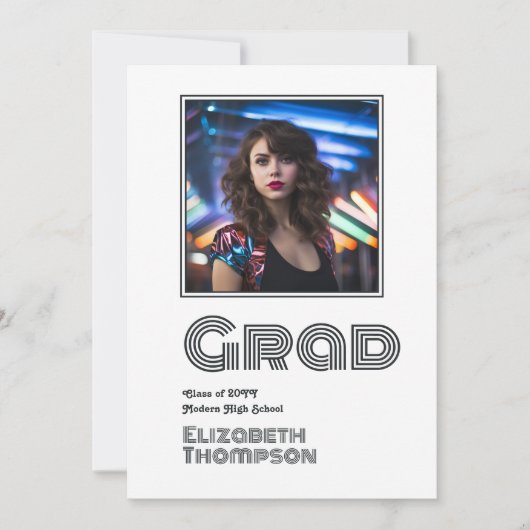 Retro Disco Afstuderen Foto Aankondiging (Voorkant)