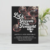 Retro Disco Bal 70s Groovy Feest Uitnodiging (Staand voorkant)