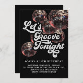 Retro Disco Bal 70s Groovy Feest Uitnodiging (Voorkant / Achterkant)