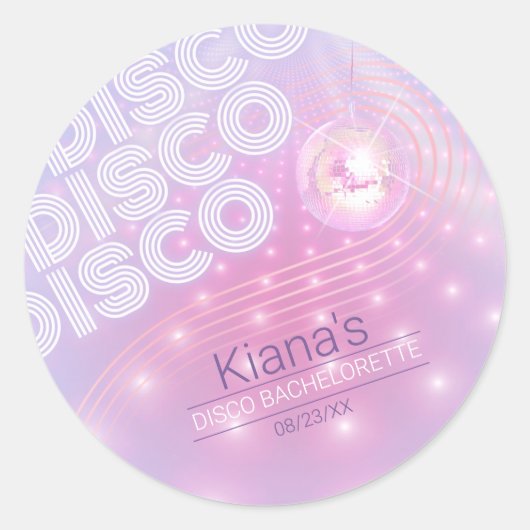 Retro Disco Bal Bachanalette V2 ID928 Ronde Sticker (Voorkant)