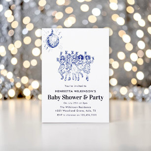 Retro Disco Bal Dansfeest  Blauwe Baby Shower Kaart