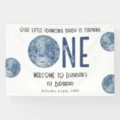 Retro Disco Bal Eerste Verjaardag 1e Verjaardagsfe Spandoek (Horizontaal)