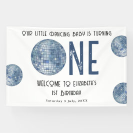 Retro Disco Bal Eerste Verjaardag 1e Verjaardagsfe Spandoek