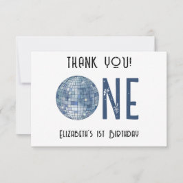 Retro Disco Bal Eerste Verjaardagsfeest THANK YOU Bedankkaart