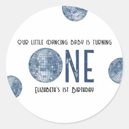 Retro Disco Bal Eerste Verjaardagsfeestje Ronde Sticker