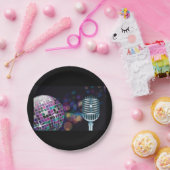 Retro Disco Bal en Vintage Microfoon Papieren Bordje (Feest)