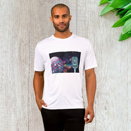Retro Disco Bal en Vintage Microfoon T-shirt
