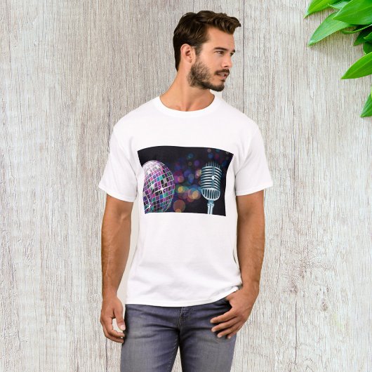 Retro Disco Bal en Vintage Microfoon T-shirt