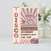 Retro Disco Bal Groovy 70s 80s Feest Uitnodiging (Staand voorkant)
