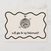 Retro Disco Bal Handgeschreven Bruidsmeisje Voorst Uitnodiging Briefkaart (Voorkant)