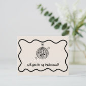 Retro Disco Bal Handgeschreven Bruidsmeisje Voorst Uitnodiging Briefkaart (Staand voorkant)