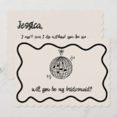 Retro Disco Bal Handgeschreven Uitnodiging Bruidsm (Voorkant / Achterkant)
