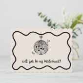 Retro Disco Bal Handgeschreven Uitnodiging Bruidsm (Staand voorkant)