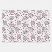 Retro Disco Bal Roze & Zwart Musical Wrapping Inpakpapier Vel (Voorkant)