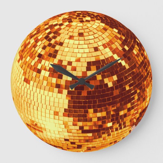 Retro disco bal sparkle glitter goud verjaardag grote klok (Voorkant)