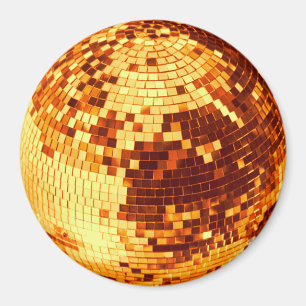 Retro disco bal sparkle glitter goud verjaardag magneet