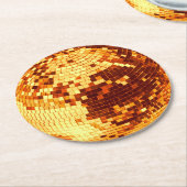 Retro disco bal sparkle glitter goud verjaardag ronde kartonnen onderzetter (Gebogen)