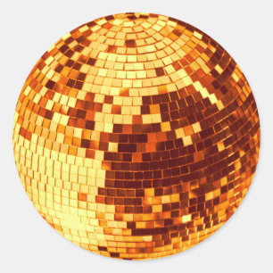 Retro disco bal sparkle glitter goud verjaardag ronde sticker