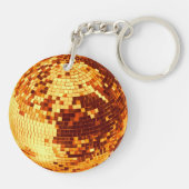 Retro disco bal sparkle glitter goud verjaardag sleutelhanger (Achterkant)