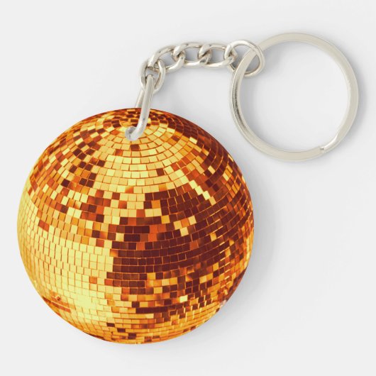 Retro disco bal sparkle glitter goud verjaardag sleutelhanger (Achterkant)