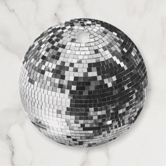 Retro disco bal sprankel glitter zilver verjaardag bedankjes labels (Voorkant)