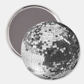 Retro disco bal sprankel glitter zilver verjaardag magneet (Voorkant / Achterkant)
