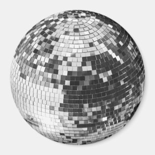 Retro disco bal sprankel glitter zilver verjaardag magneet