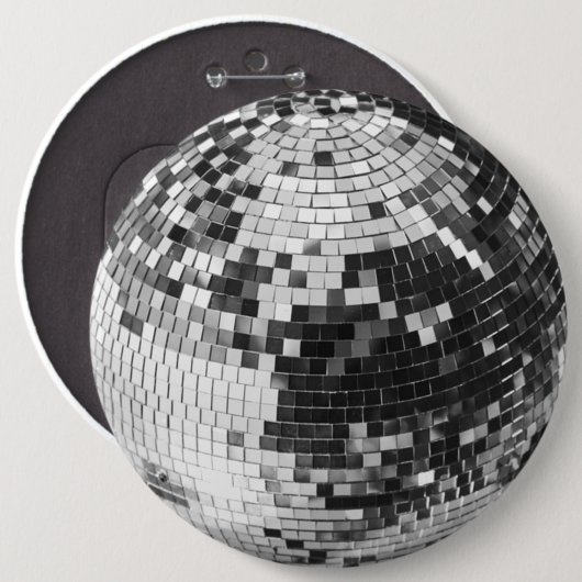Retro disco bal sprankel glitter zilver verjaardag ronde button 6,0 cm (Voorkant /achterkant)