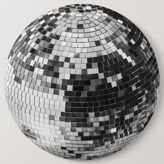 Retro disco bal sprankel glitter zilver verjaardag ronde button 6,0 cm (Voorkant)