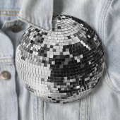 Retro disco bal sprankel glitter zilver verjaardag ronde button 6,0 cm (In situ)