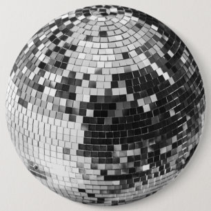 Retro disco bal sprankel glitter zilver verjaardag ronde button 6,0 cm