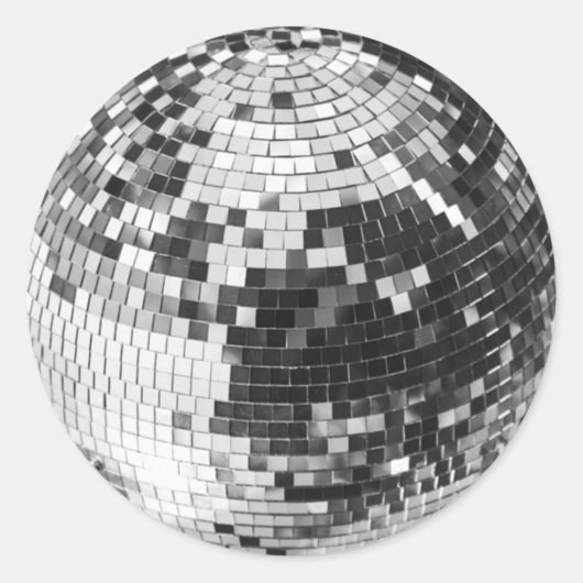Retro disco bal sprankel glitter zilver verjaardag ronde sticker (Voorkant)