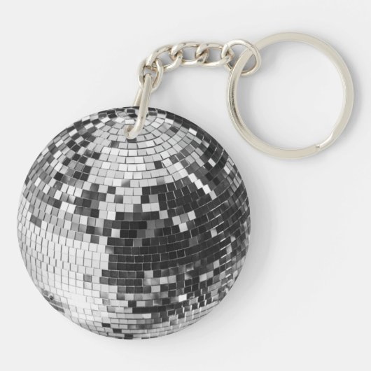 Retro disco bal sprankel glitter zilver verjaardag sleutelhanger (Achterkant)