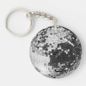 Retro disco bal sprankel glitter zilver verjaardag sleutelhanger (Voorkant)